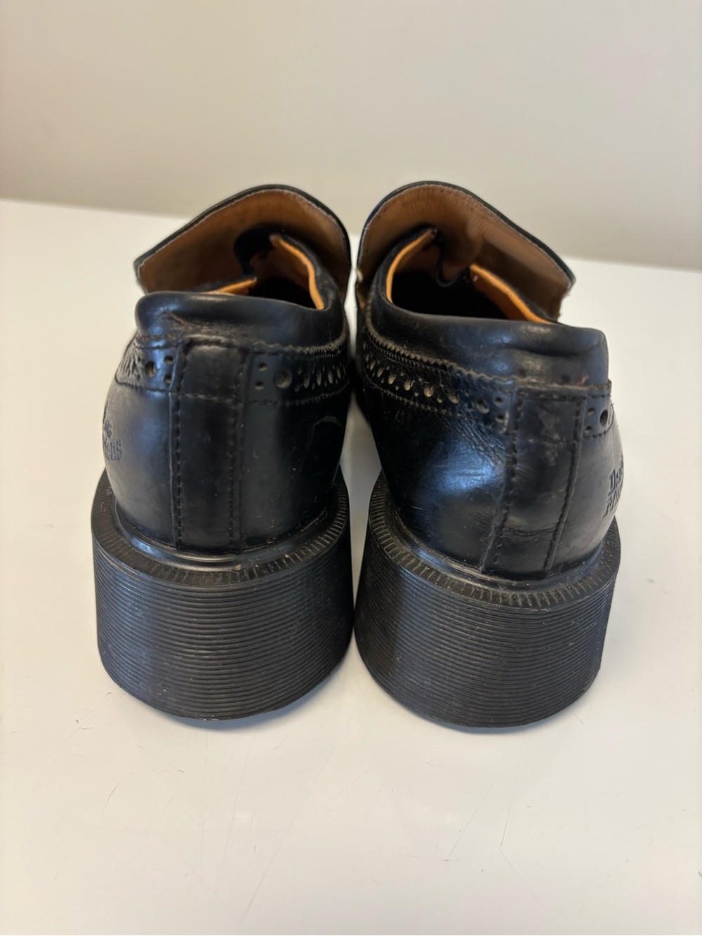Vintage Dr. Martens Leather Slip On Brogued Chunky Heeled Shoes Women’s Size 5 - Picture 8 of 12